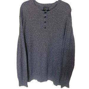 Wallin & Bros Henley Mens 2XL Cotton Blue Gray Marled Long Sleeve Sweater